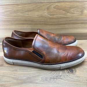 Frye FLAW Gavin Camo Mens Slip On Sneakers 12 Cognac Leather Low Top